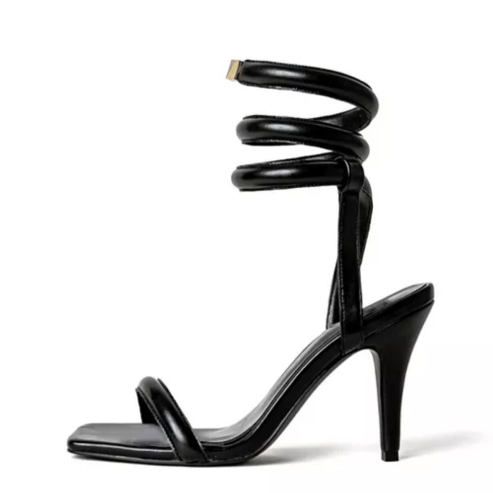 Black Strappy Sandals with Ankle Strap cult of coquete